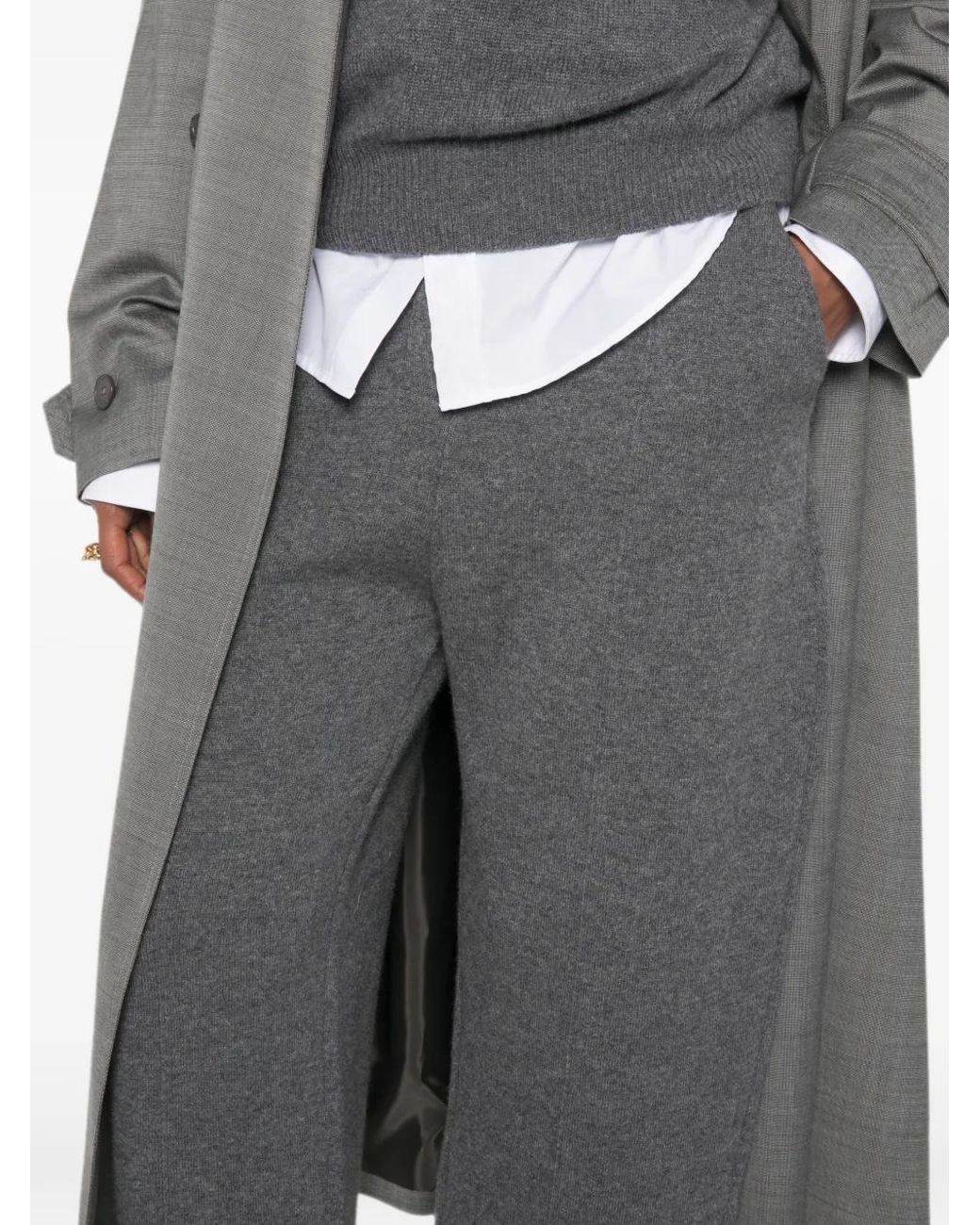 Lisa Yang Gray Wrenda Belt-Loop Knitted Trousers