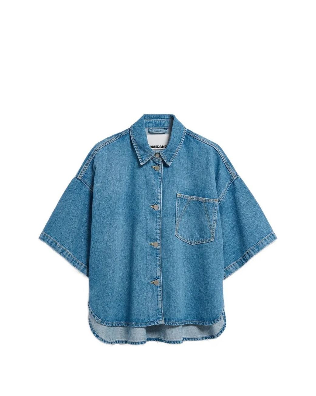 ARMEDANGELS Blue Short-Sleeve Denim Shirt