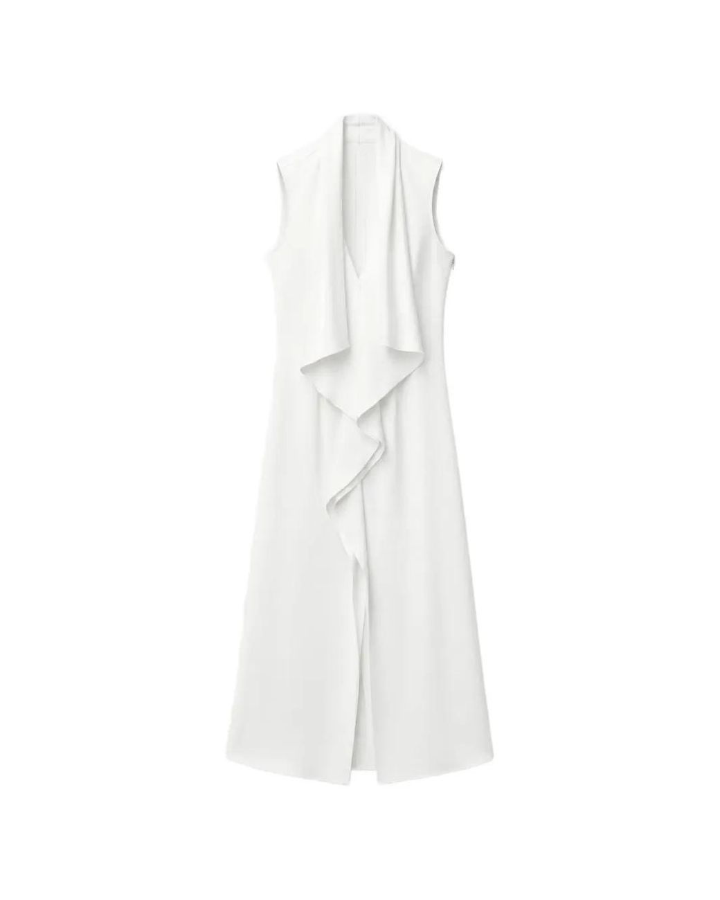 RETORI White Robe Mi-Longue Drapée À Design Sans Manches