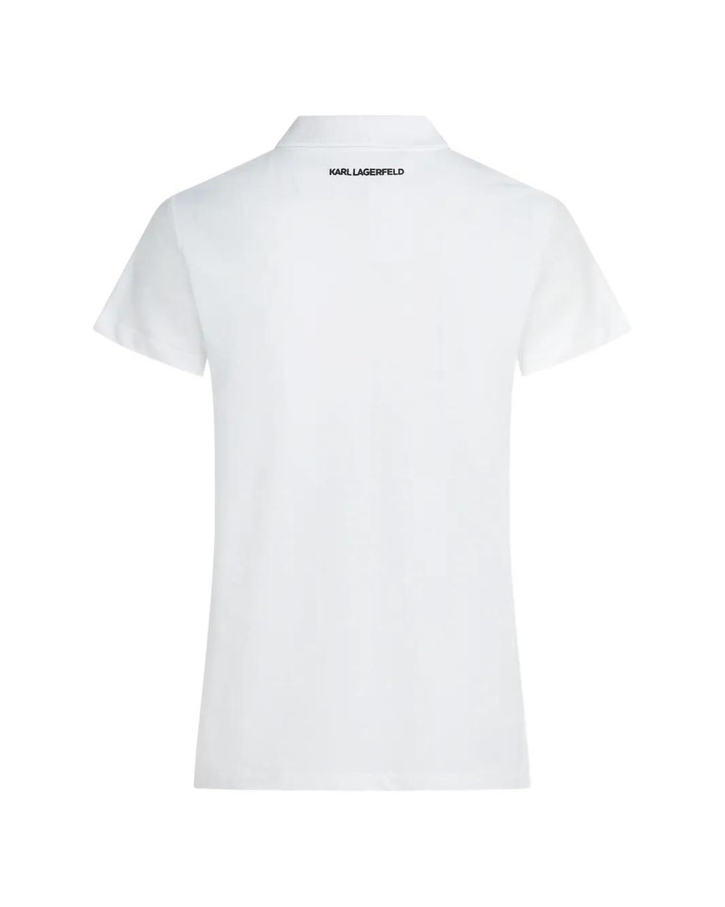 Karl Lagerfeld White Ikon Pique Polo Top