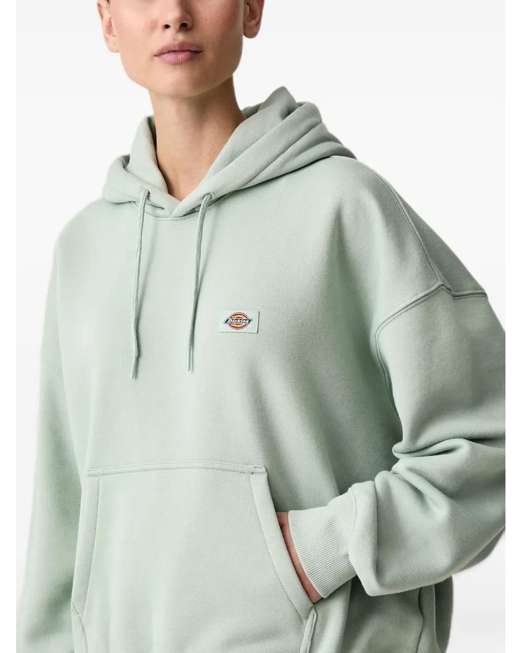 Dickies Green Logo-Patch Drawstring Hoodie