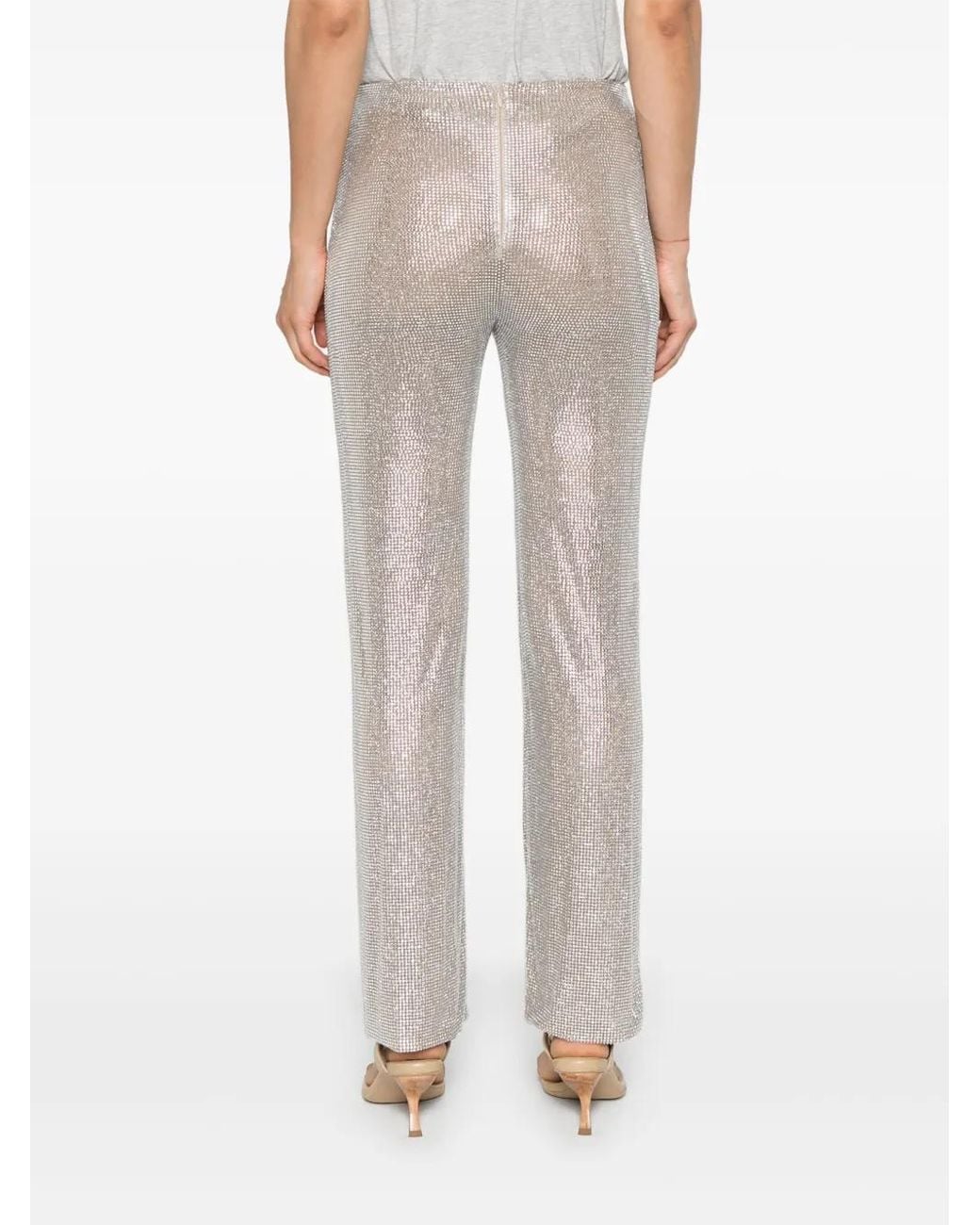 GIUSEPPE DI MORABITO Gray Rhinestone-Embellished Straight Trousers