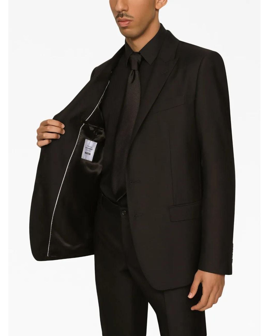 Dolce & Gabbana Black Wool-Silk Single-Breasted Suit for men
