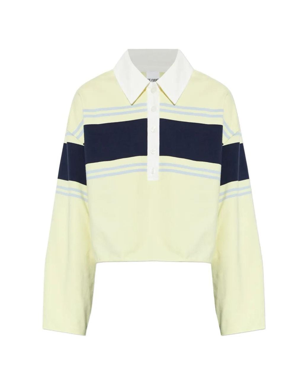 Re/done White Striped Polo Top