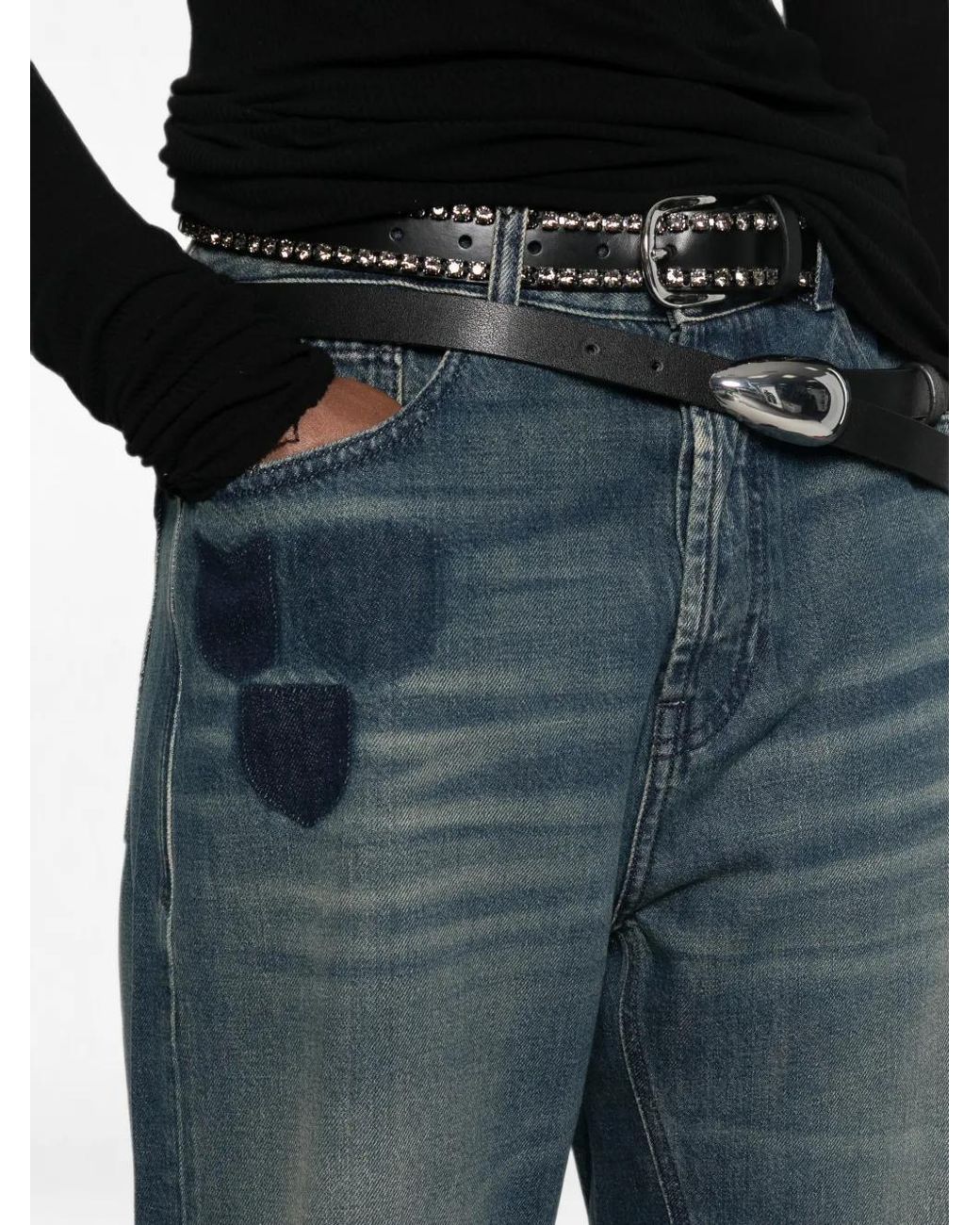 DIESEL Blue Faded Wide-Leg Jeans