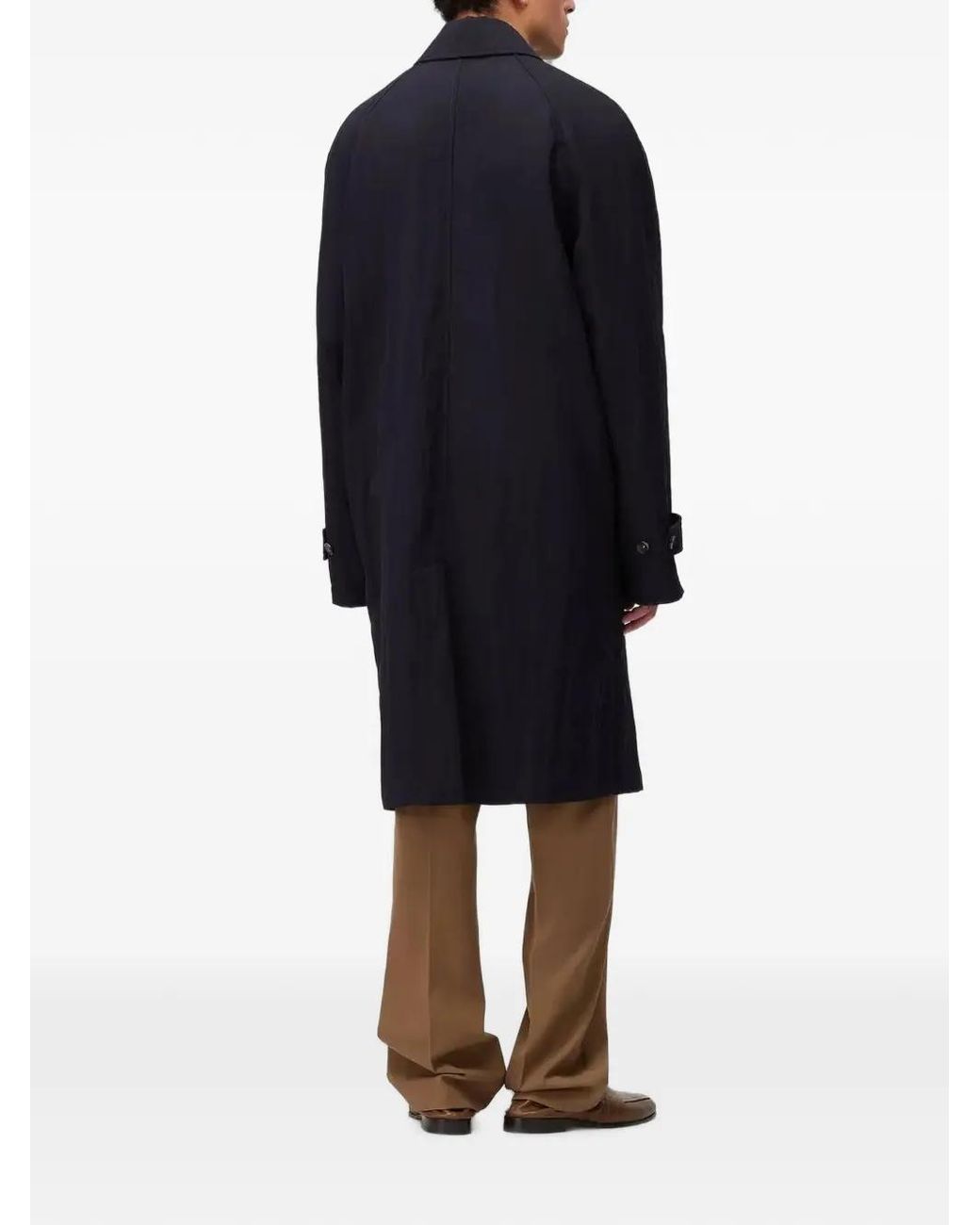 RETORI Blue Wrinkled-Effect Packable Trench Coat