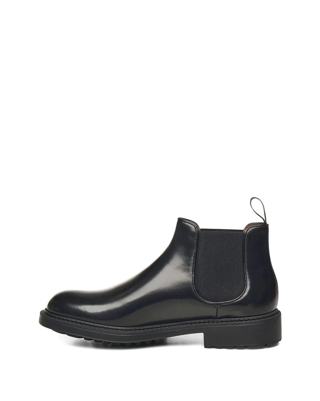 Doucal's Black Elastic-Band Leather Boots for men