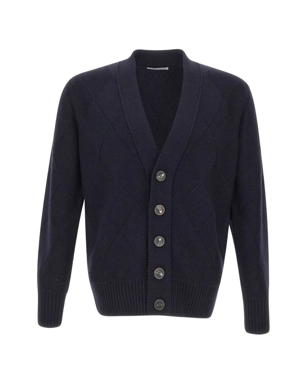 Kangra Blue Cardigan En Maille Losanges for men