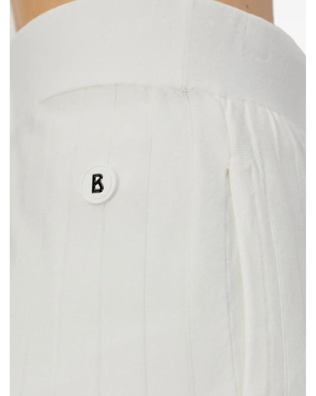 Bogner White Myra Pleated Striped Skirt