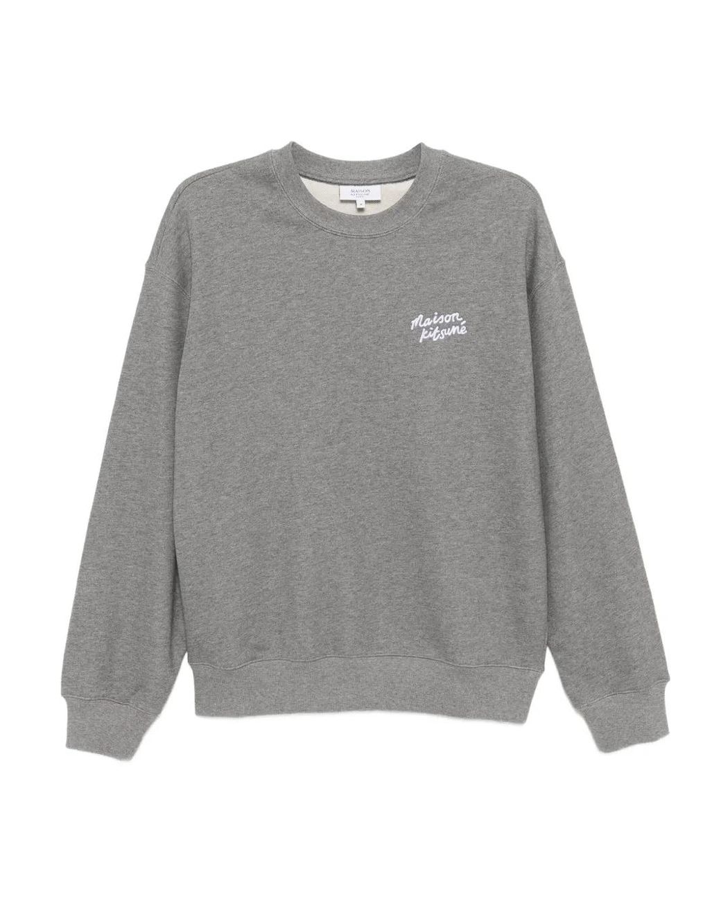 Maison Kitsuné Gray Handwritten Embroidered Cotton Sweatshirt for men