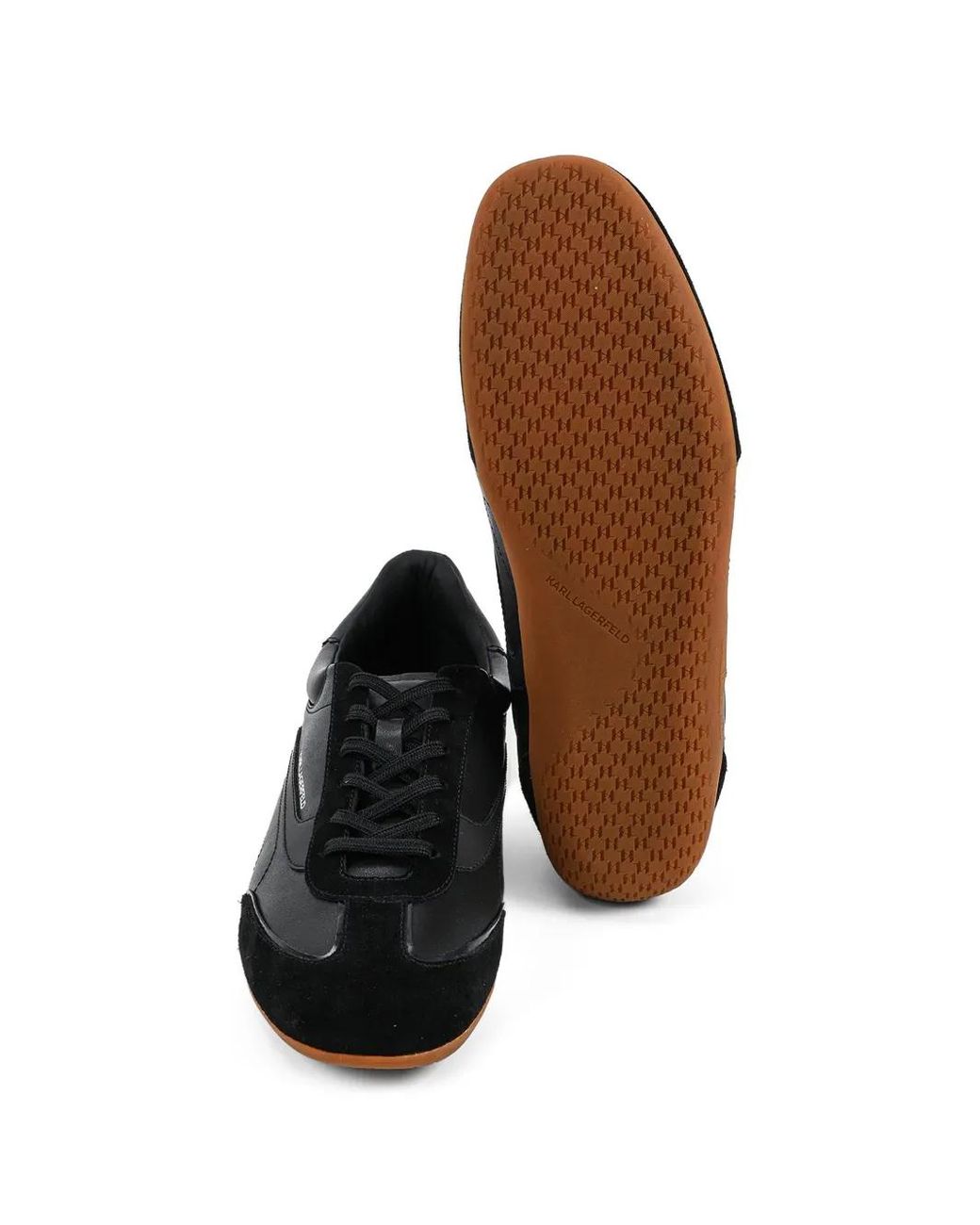 Karl Lagerfeld Black Panelled Leather Sneakers for men