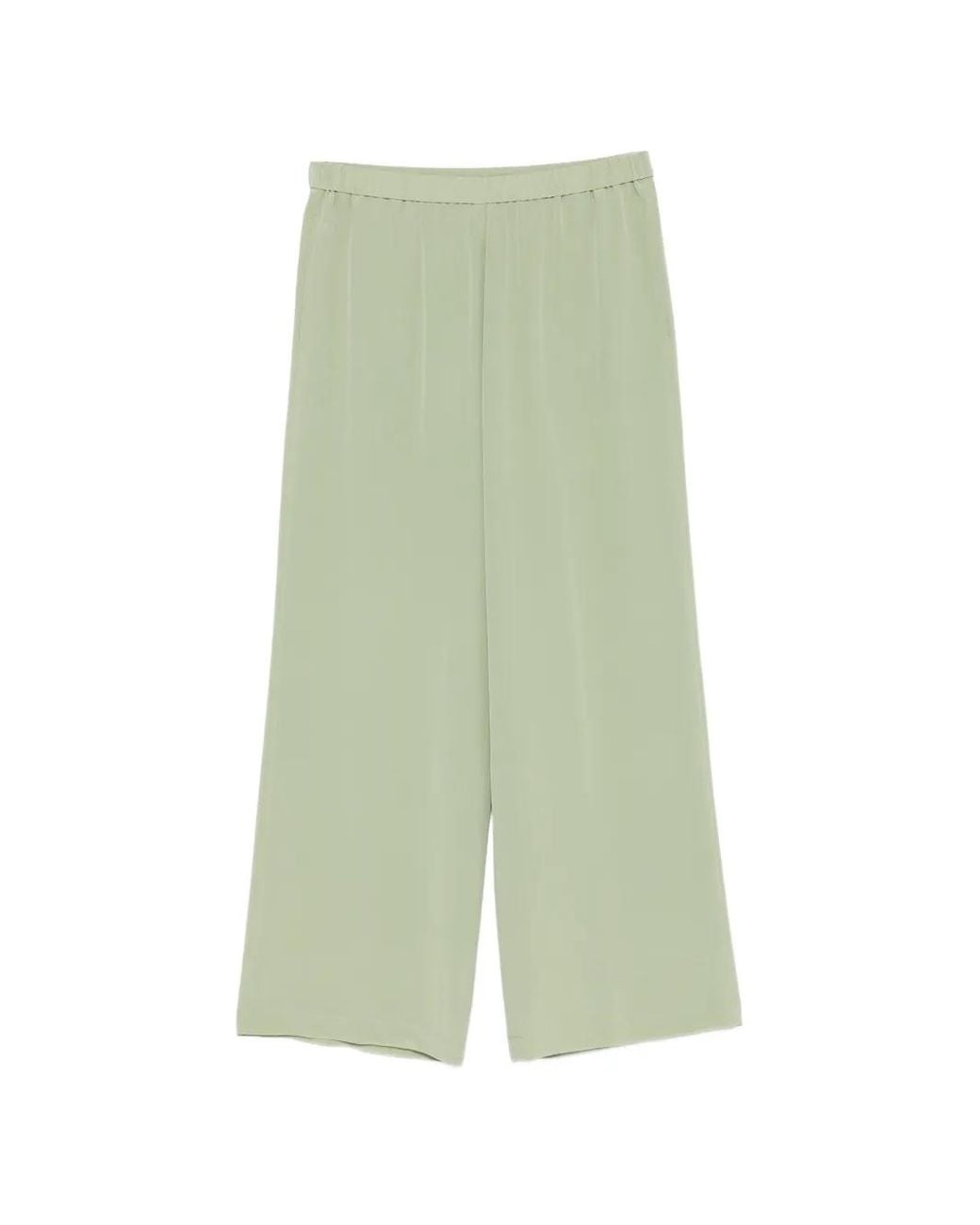 Aspesi Green Wide-Leg Silk Trousers