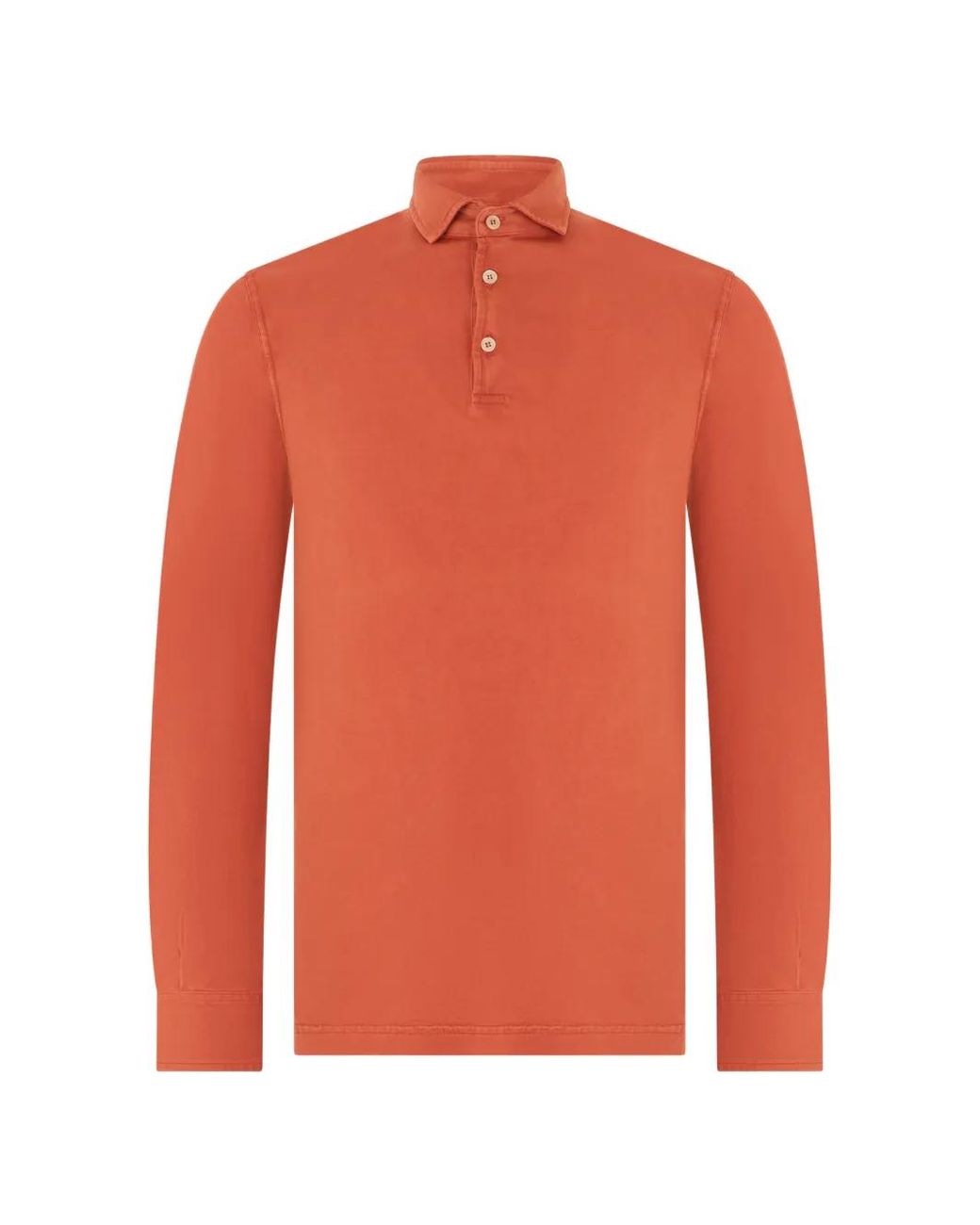 Fedeli Orange Polo À Manches Longues for men
