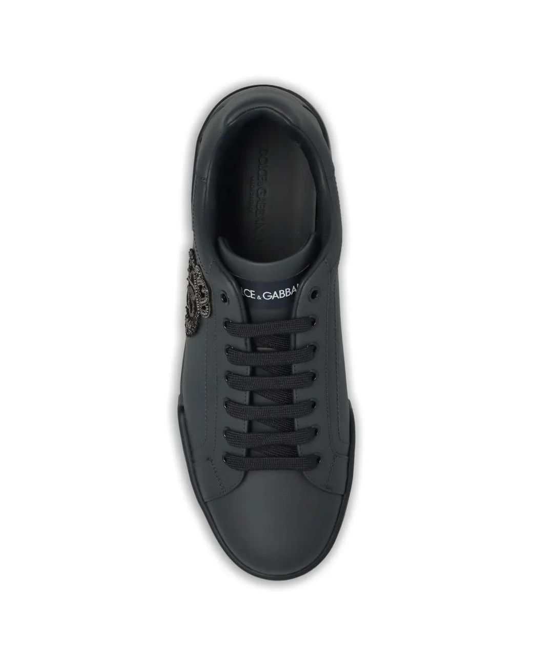 Dolce & Gabbana Black Baskets Portofino Light En Cuir De Veau Strobel for men