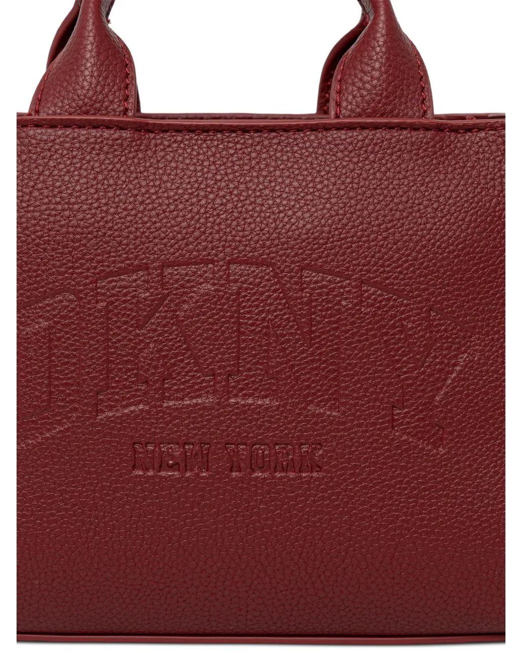 DKNY Red Mini Handle Logo-Debossed Tote Bag