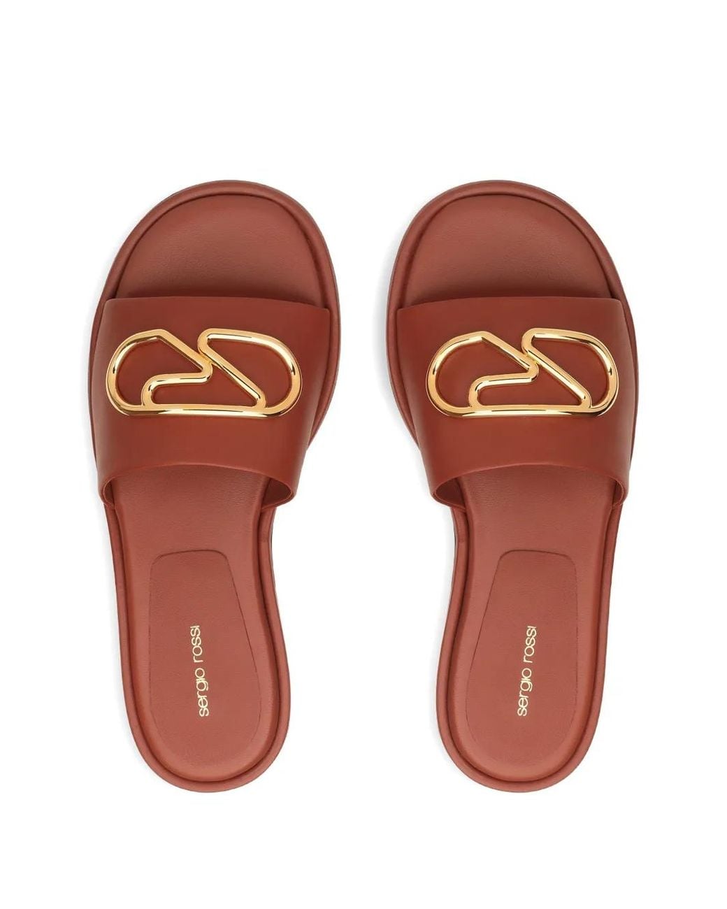Sergio Rossi Brown Logo-Plaque Sandals
