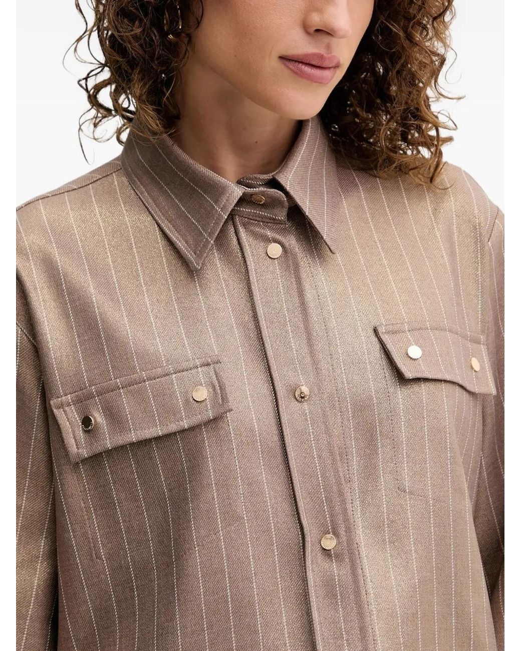 Fracomina Black Pinstripe-Print Flap-Pocket Shirt