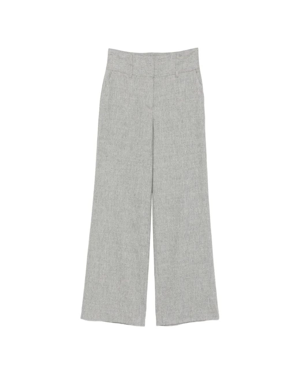 Lorena Antoniazzi Gray High-Waisted Wide-Leg Trousers
