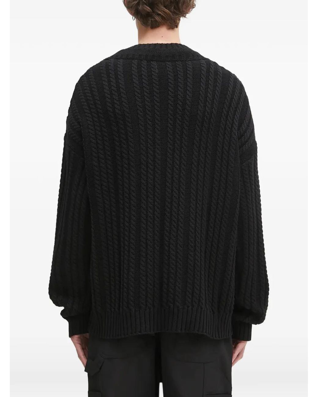 Sky High Farm Black Embroidered V-Neck Sweater for men