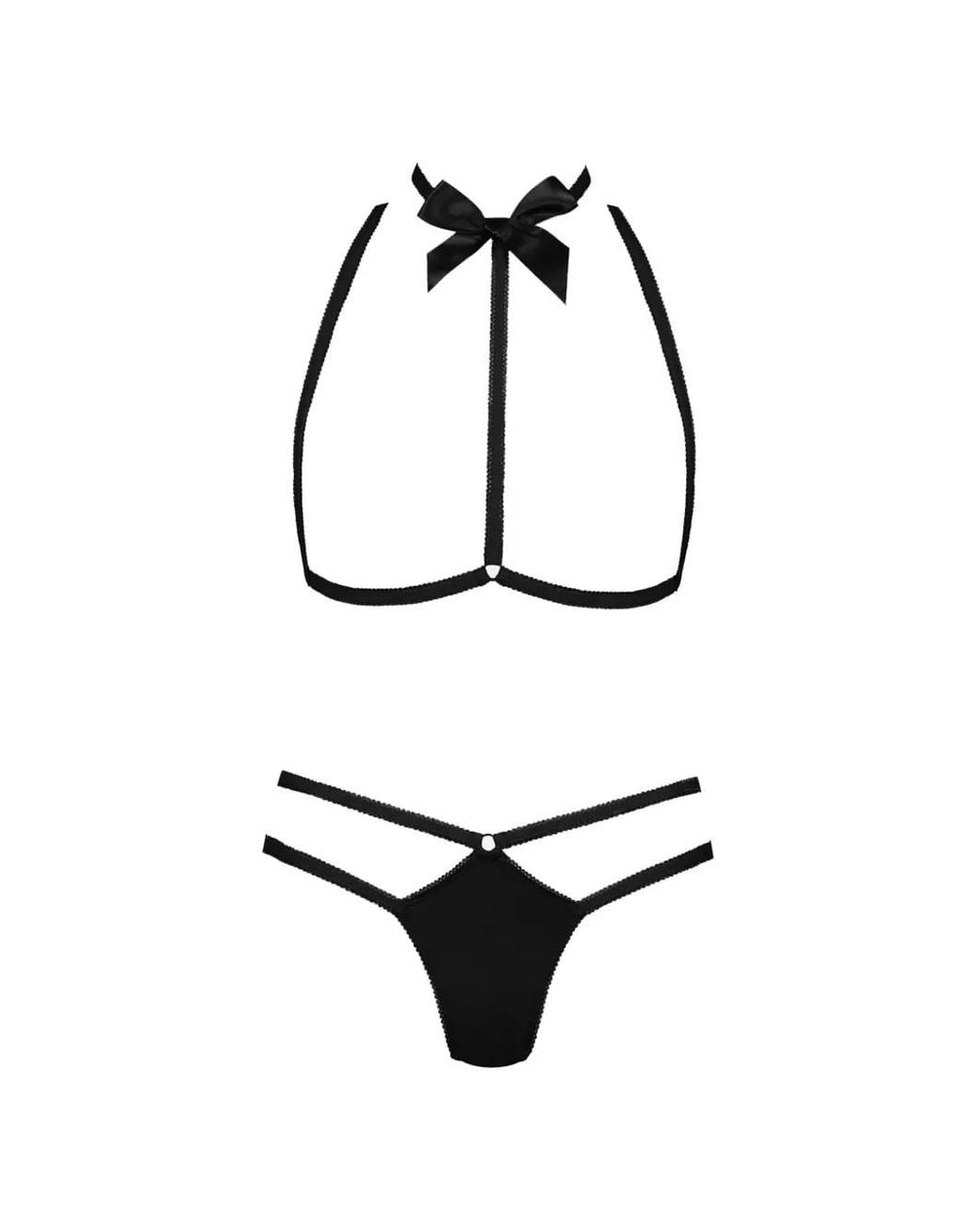 Maison Close White Le Petit Secret Harness Thong Set (Set Of Two)