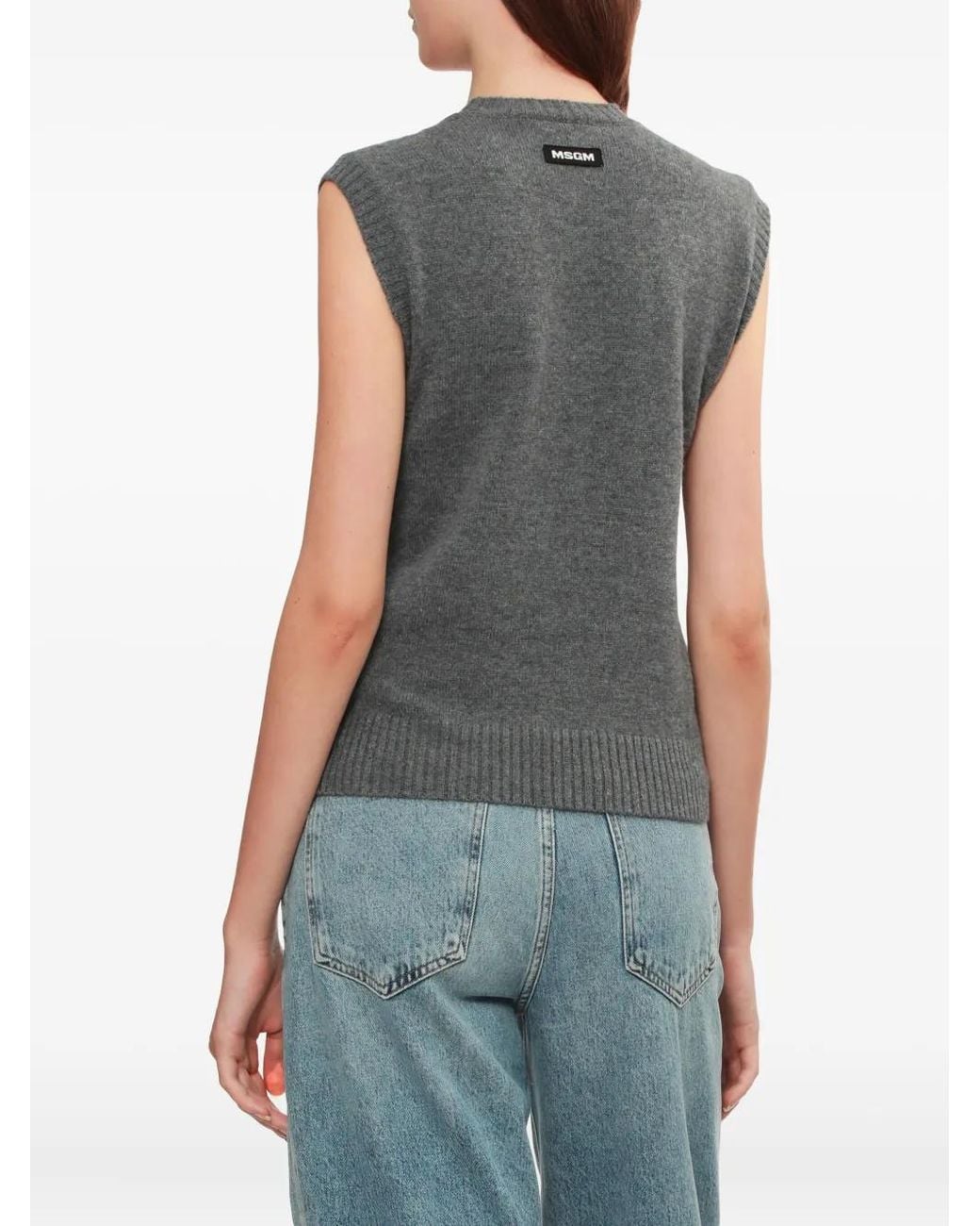 MSGM Gray Top Mit Rautenmuster