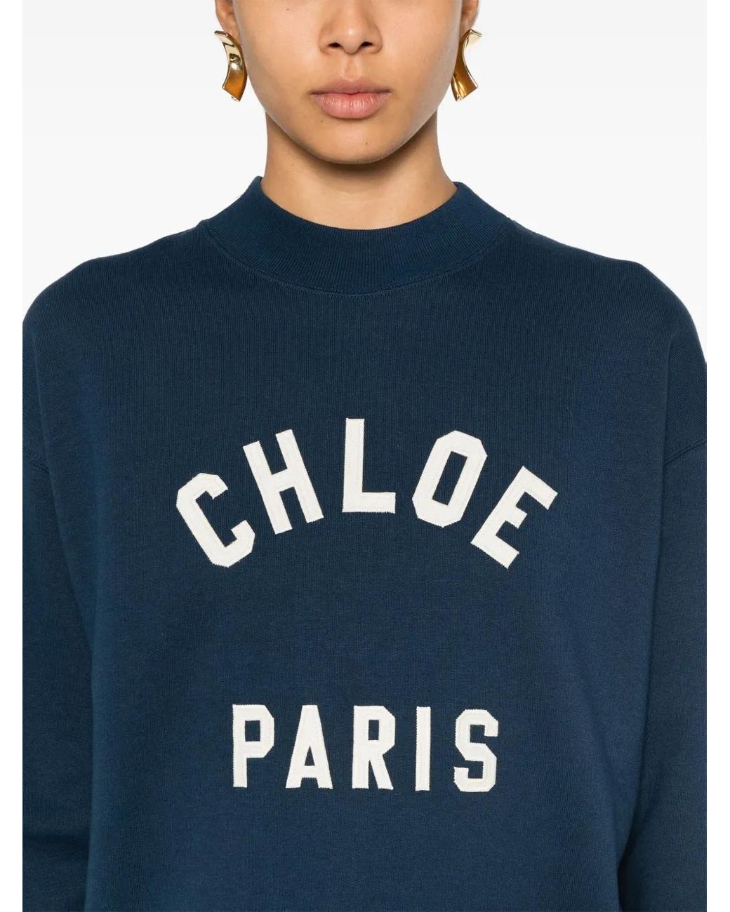 E Logo Cotton Sweatshirt Chloé en coloris Blue