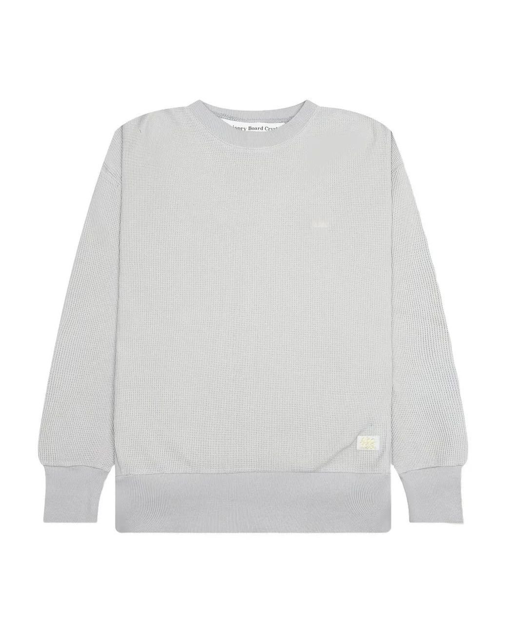 Advisory Board Crystals White Waffle-Texture Crew Neck Sweatshirt for men