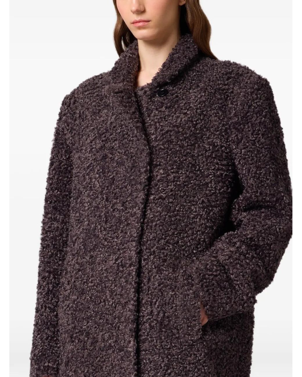 Abrigo Con Efecto De Bouclé Y Bufanda MSGM de color Red