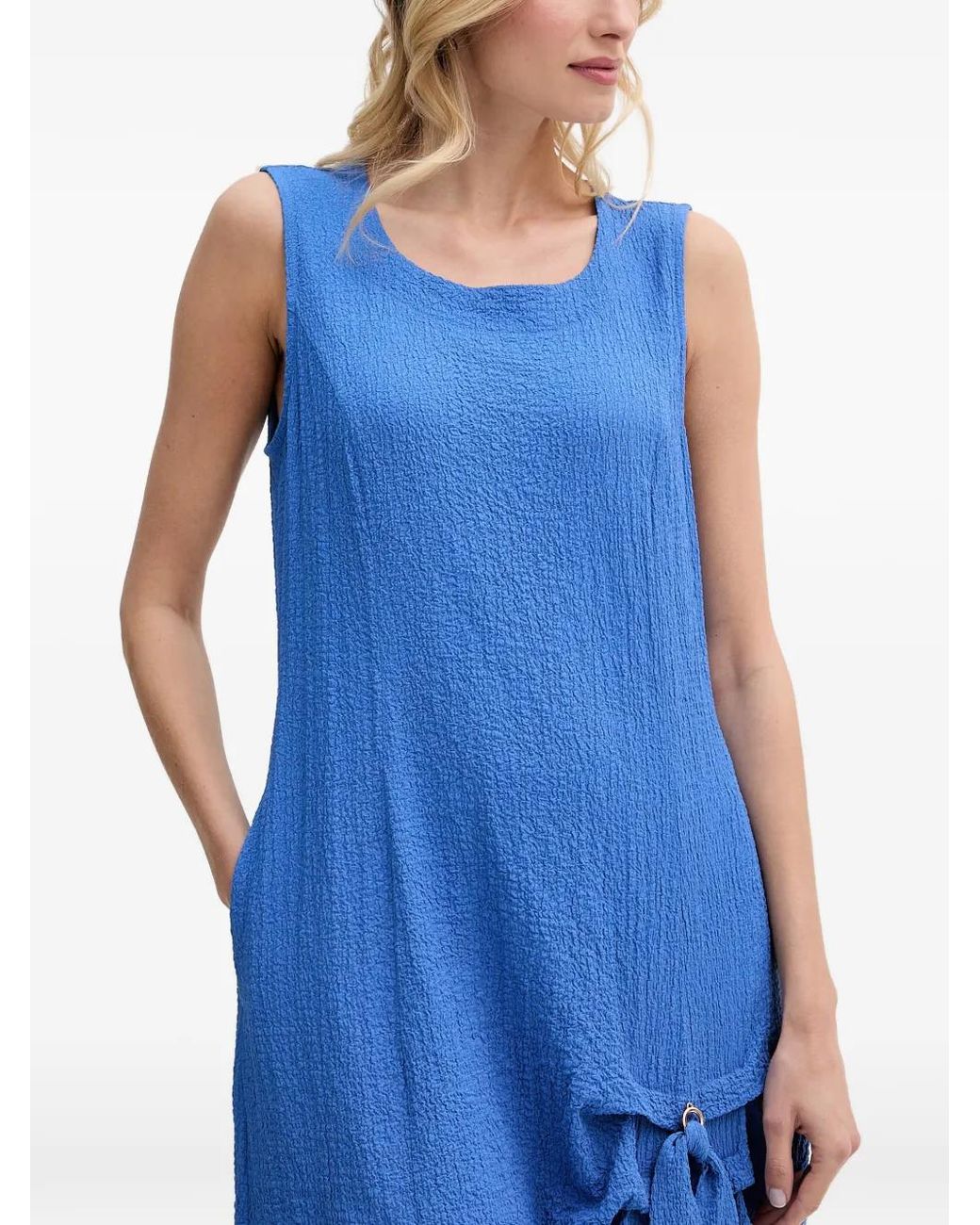 Joseph Ribkoff Blue Textured Bow-Detail Midi Dress