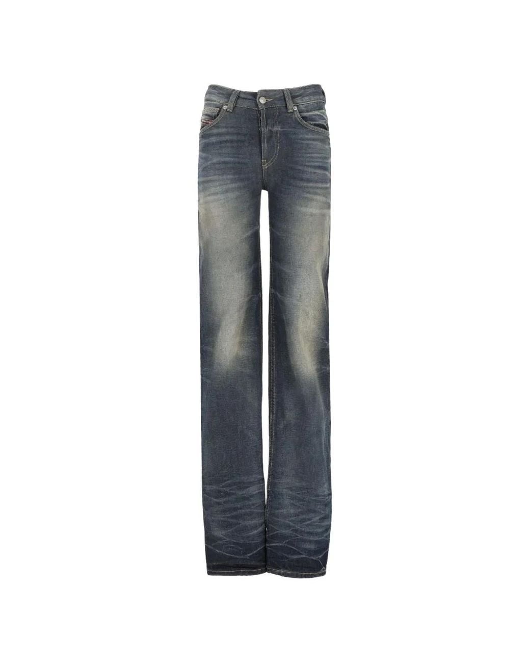 DIESEL Blue Faded Zip-Detail Jeans