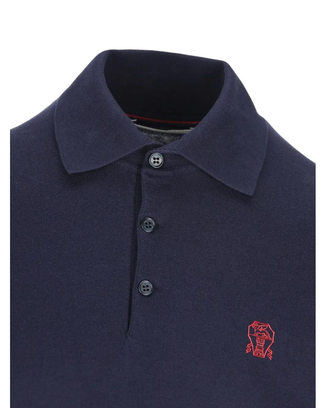 Brunello Cucinelli Blue Logo Cotton Polo Shirt for men