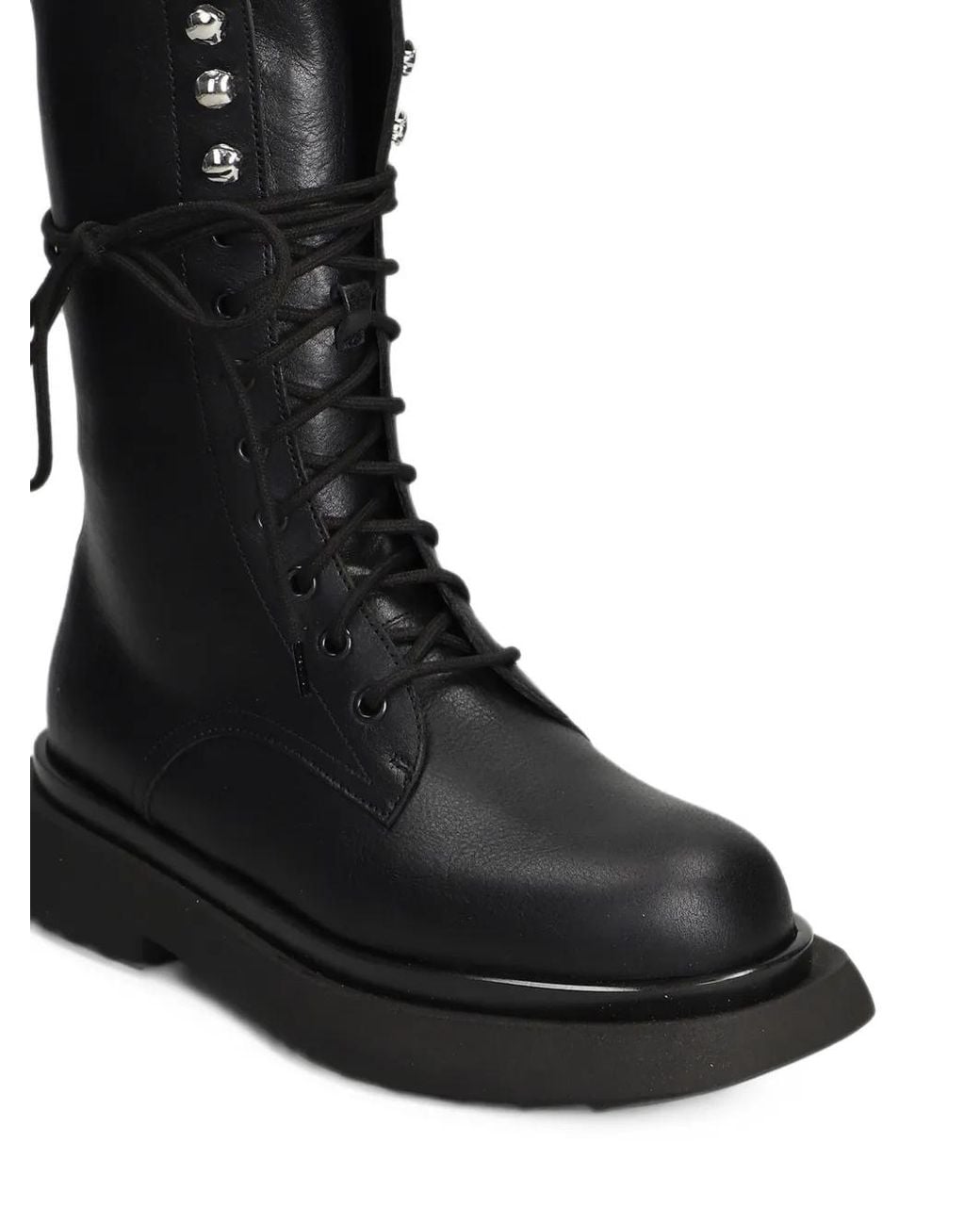 3Juin Black Gio Lace-Up Studded Ankle Boots