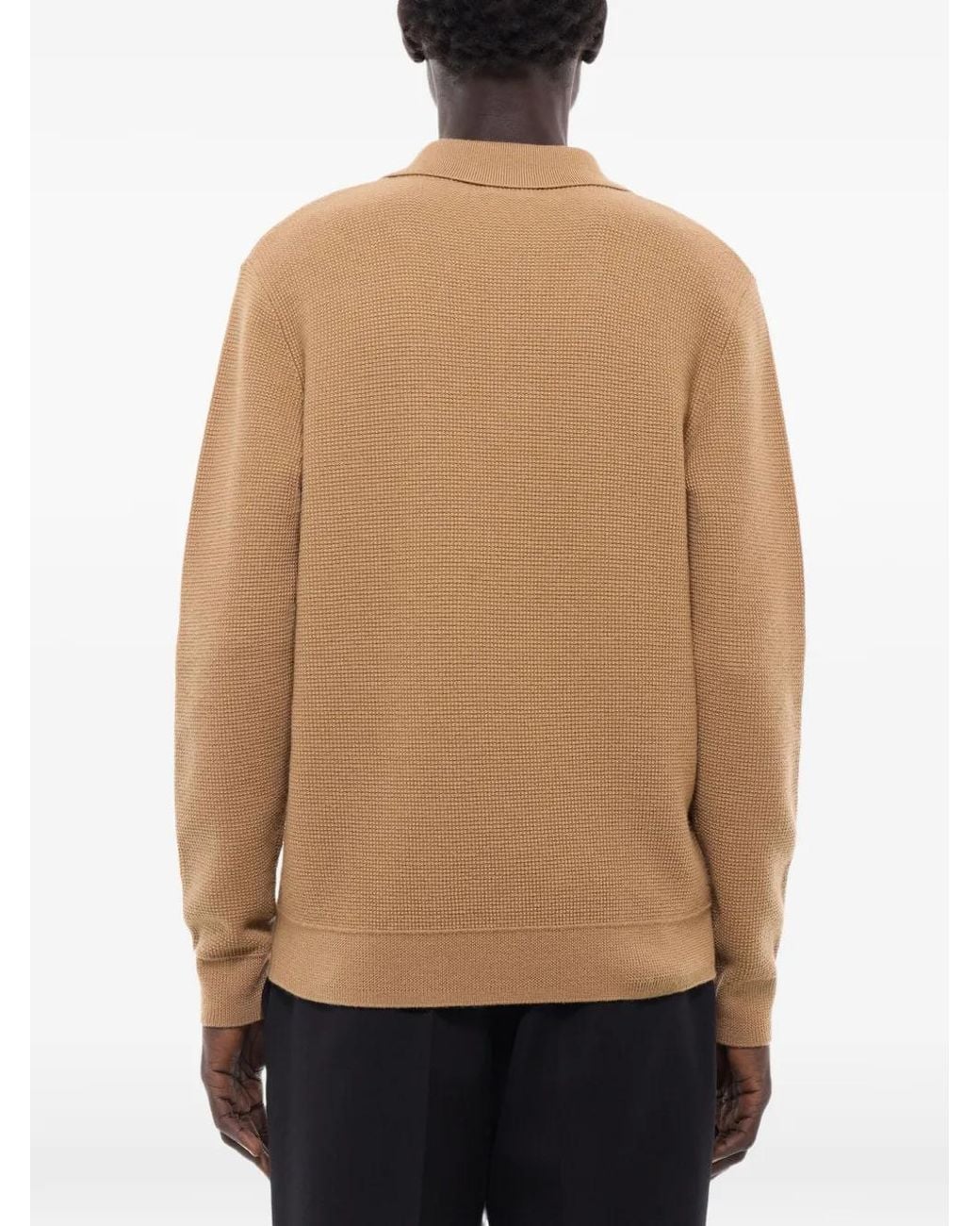 Fursac Natural Waffle-Knit Wool Polo Shirt for men