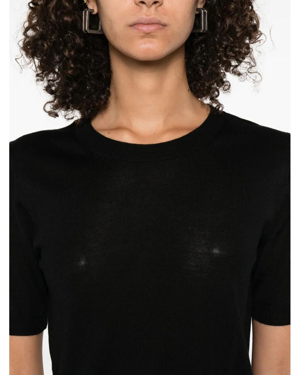 P.A.R.O.S.H. Black Short-Sleeve Round-Neck T-Shirt