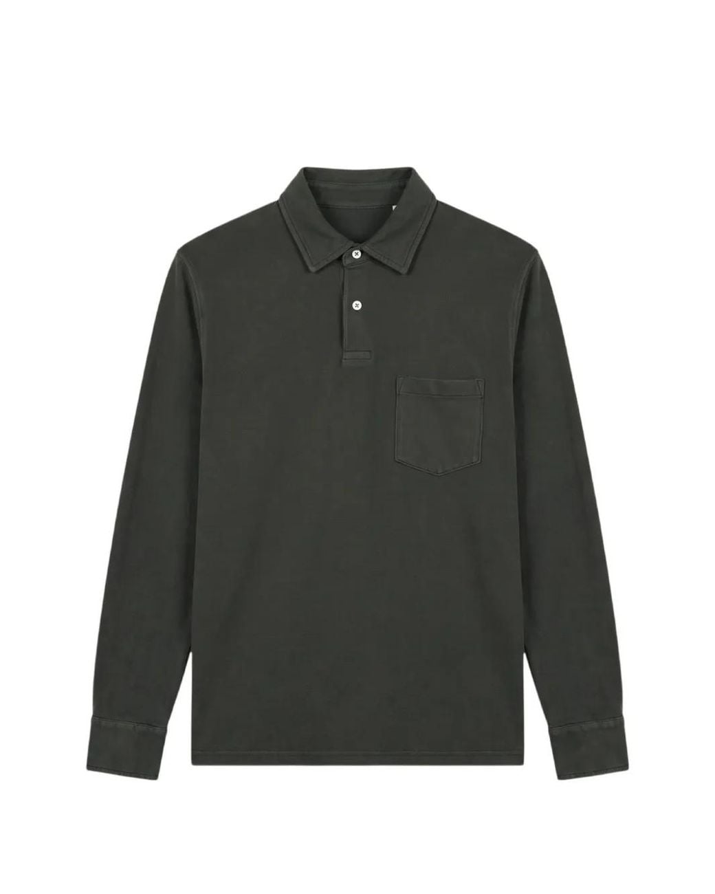 Hartford Green Chest-Pocket Long-Sleeve Polo Shirt for men