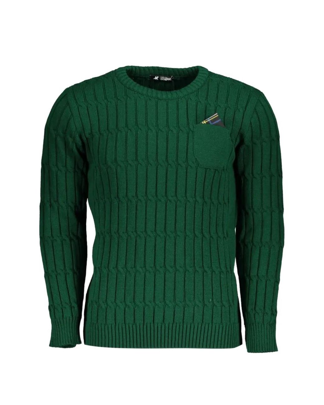 U.S. Grand Green Pull En Maille Torsadée À Détail De Poche for men