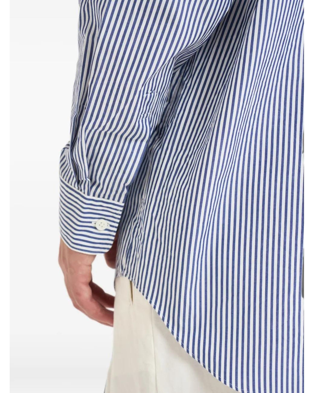 COMME DES GARÇONS PLAY Blue T-Shirt Rayé À Patch Cœur for men