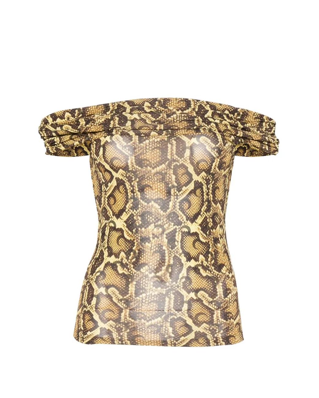 MARINE SERRE Yellow Haut Drapé À Imprimé Peau De Python