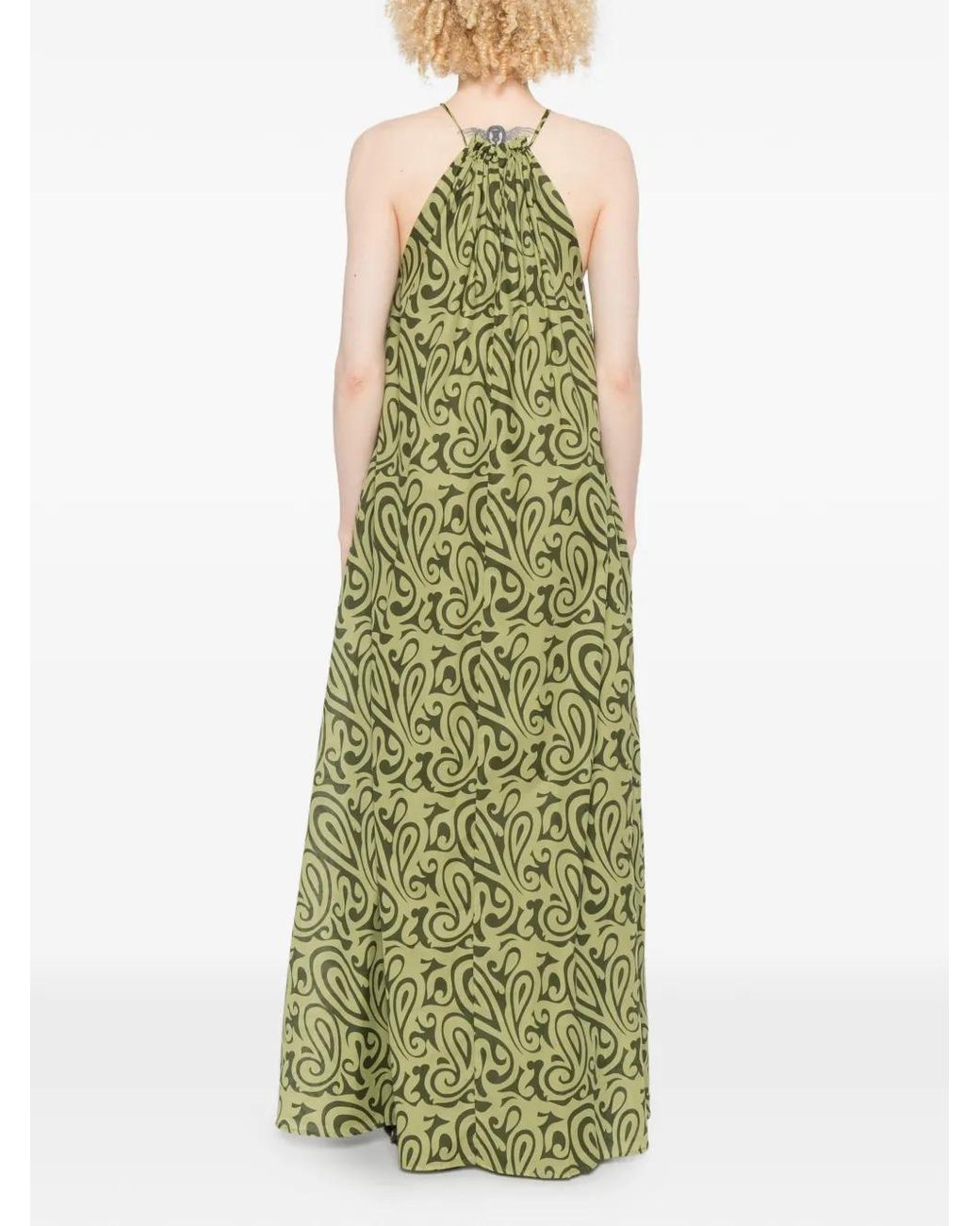 Niu Green Robe Mi-Longue À Motif Cachemire