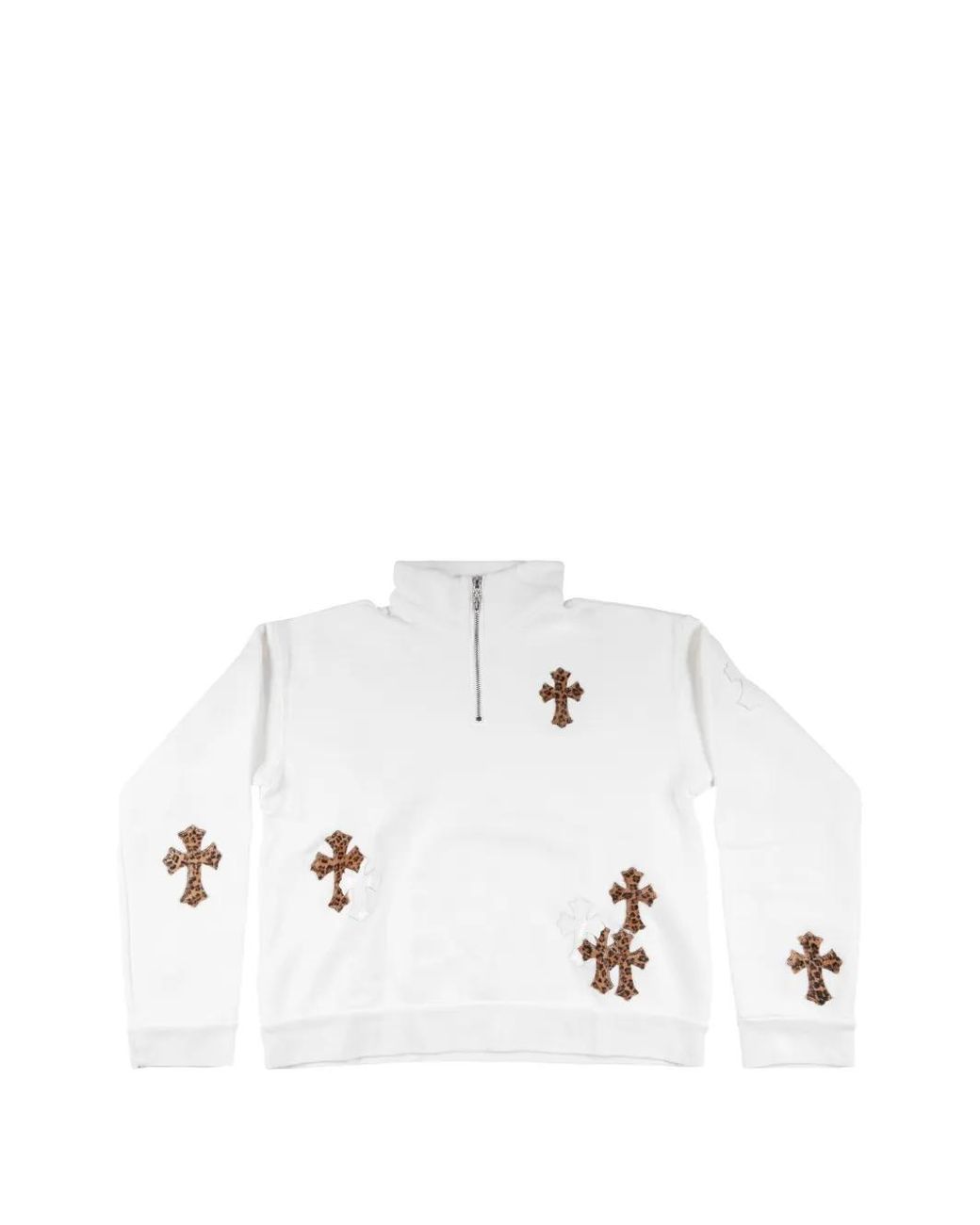 Chrome Hearts White Leopard-Print Cross Patch Sweatshirt for men