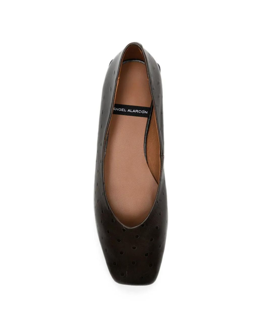 Angel Alarcon White Tiyu Ostrich-Effect Leather Ballet Flats