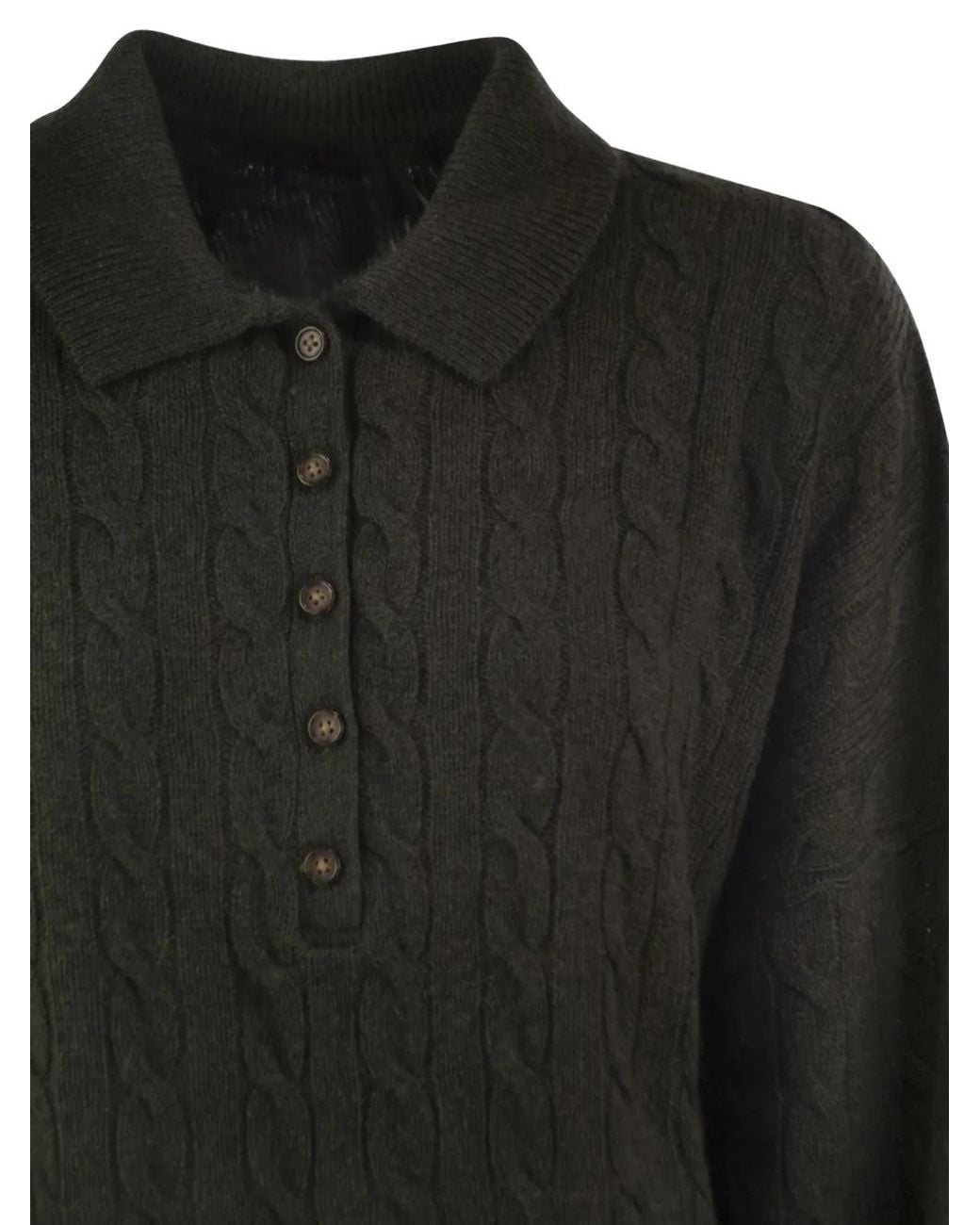 Polo Ralph Lauren Black Cable-Knit Polo Sweater