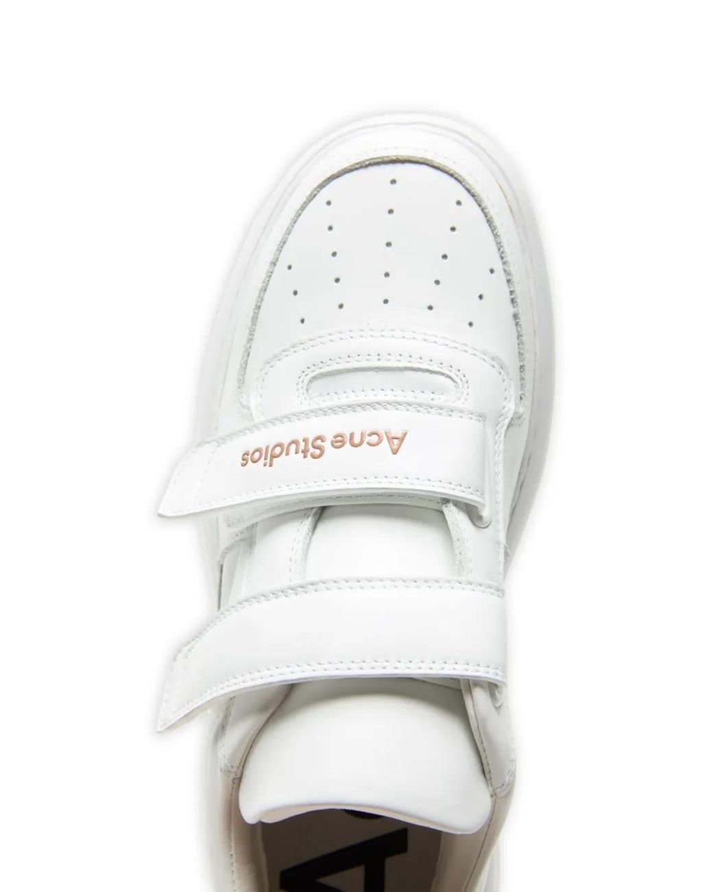 Acne White Leather Touch-Strap Sneakers