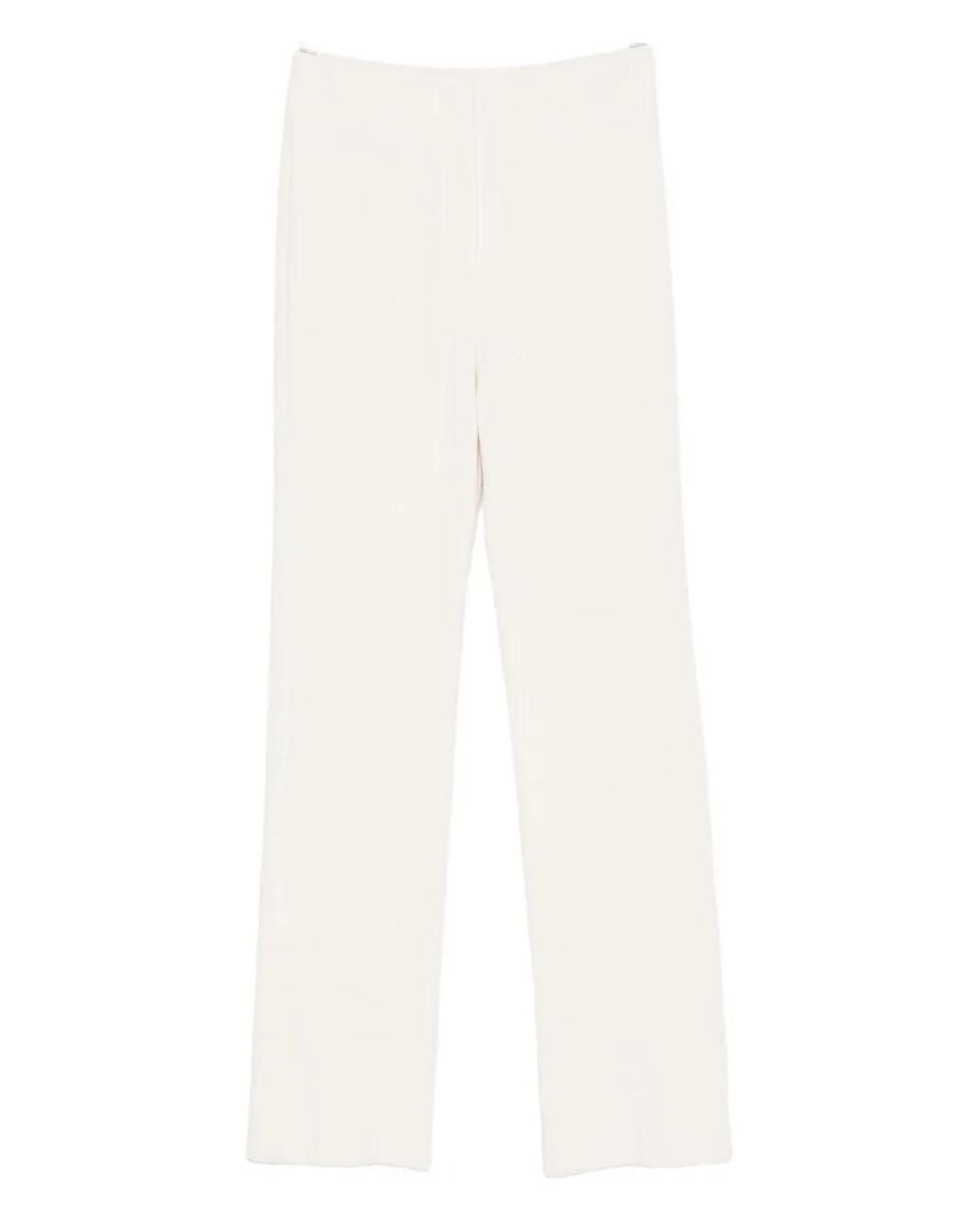 Nanushka White Shera Back-Slit Trousers