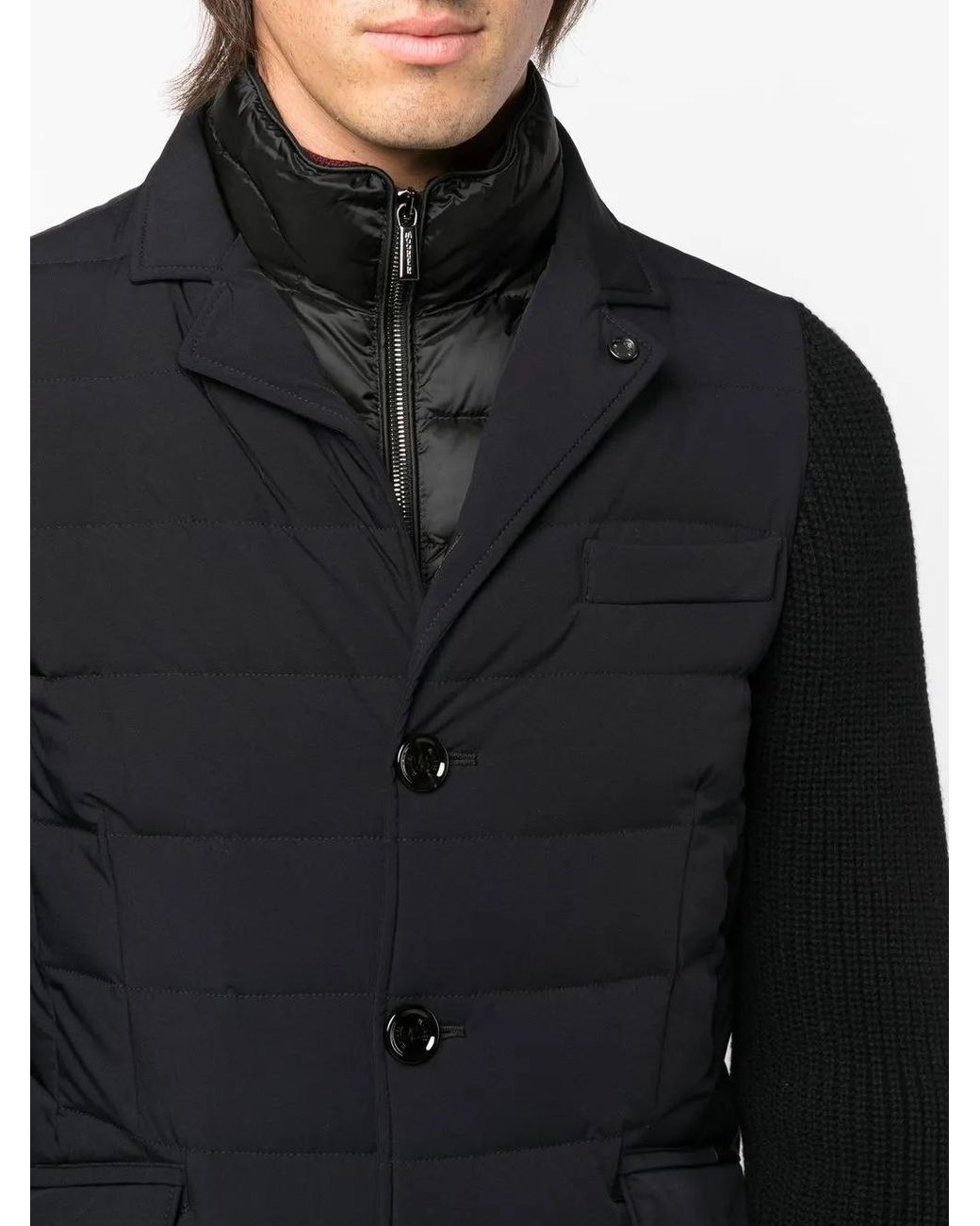 Moorer Black Button-Up Padded Down Jacket for men
