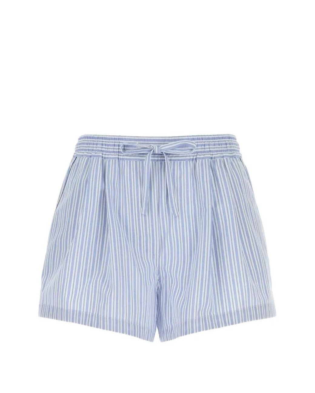 Dolce & Gabbana Blue Short Rayé À Lien De Resserrage