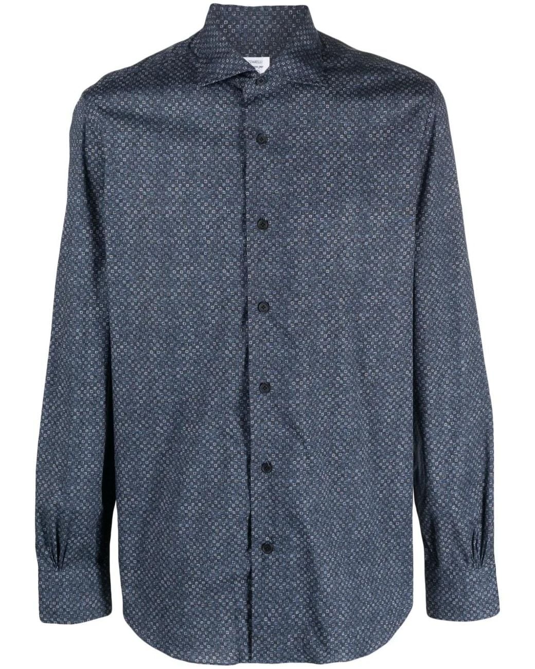 Mazzarelli Overhemd Met Textuur in het Blue voor heren
