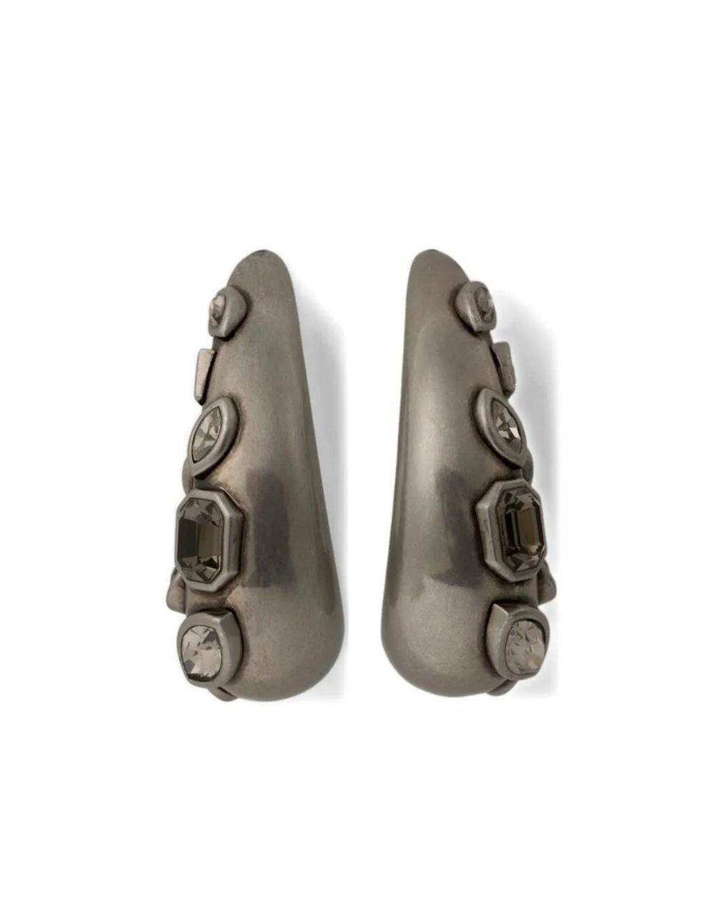 Etro White Paisley Earrings With Crystals