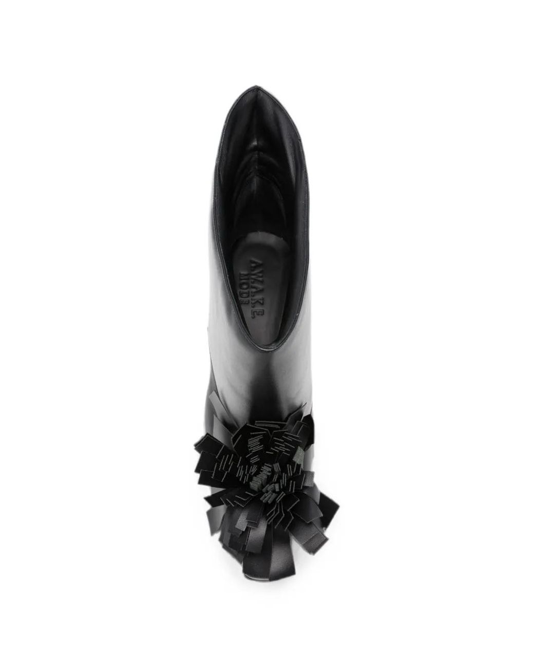 A.W.A.K.E. MODE Black Flower-Detail Leather Ankle Boots