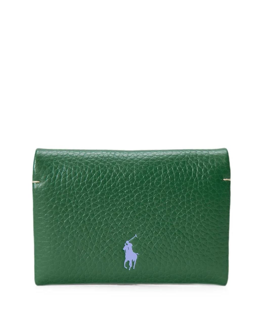 Polo Ralph Lauren Green Pebbled Calf Leather Card Case